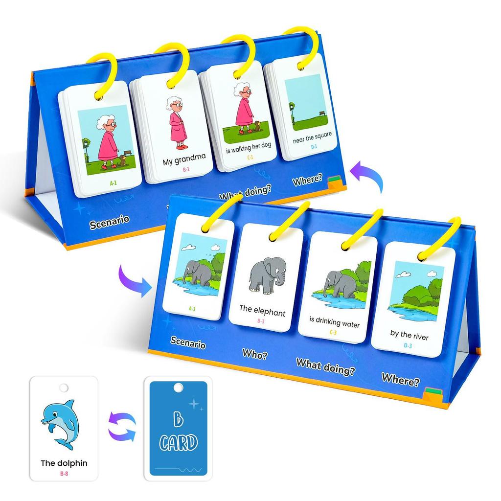 3D English Flashcards for Parent-Child Interaction - Educational Desktop Cards with Pictures and Text for Color Learning.
