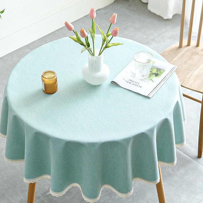 Rectangular Vinyl Tablecloth with Lace Rim ,Heavy Duty 100 % Waterproof Oil-Proof Round Tablecloth for Kitchen Party Picnic Dining  Indoor & Outdoor
