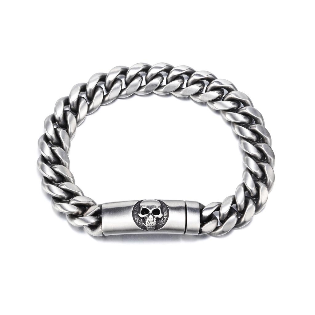 Minority Bracelet Thick Cuban Link Punk Style Skull Bracelet Men Waterproof Anti Tarnish Minimal Jewelry ALN25123248