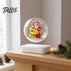 Magnetic Floating Christmas Sleigh Levitating Santa Claus Tree Ornament with LED Light, Lighted Rotating Levitation Festive Glass Ball for Tabletop