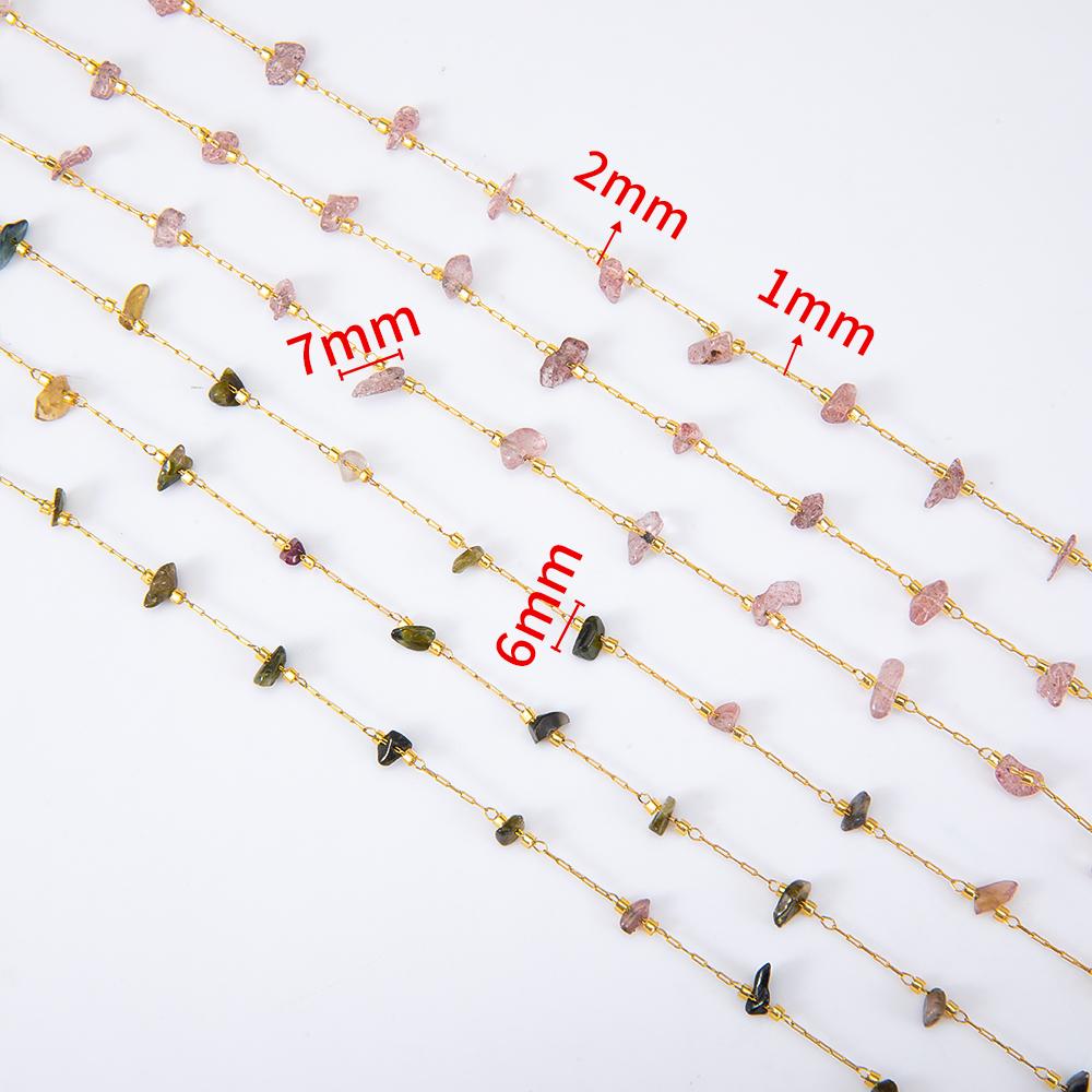 2Meters 1Meter Stainless Steel Stone Chain Irregular Natural Stone Necklace Beaded Bracelet Findings DIY Jewelry Making Supplies