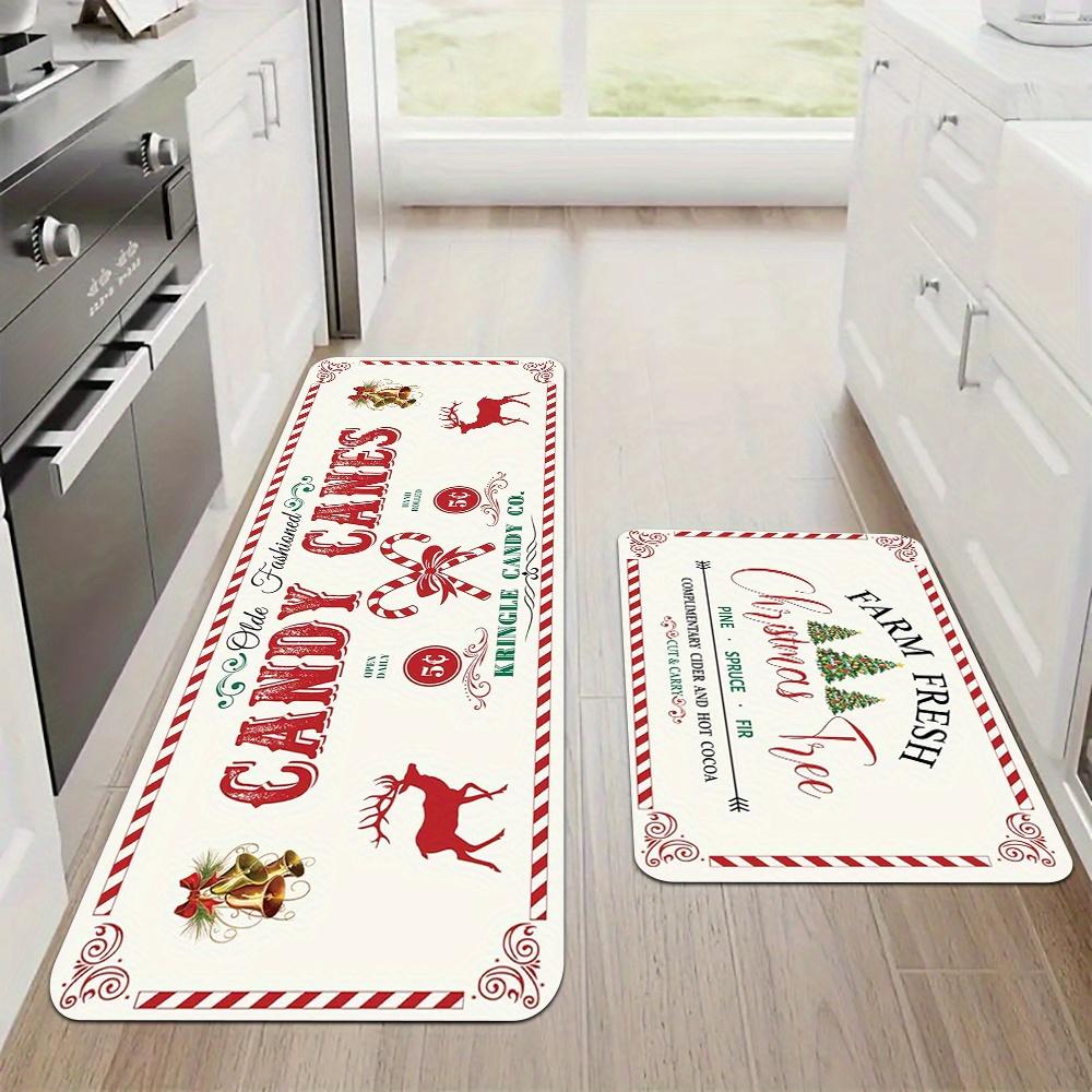 

1 шт. Кухонные коврики против усталости RElk с принтом рождественской елки, водонепроницаемые, нескользящие, толстые, амортизирующие кухонные коврики, сверхпрочный комфортный коврик для стояния для кухни 40*60cm