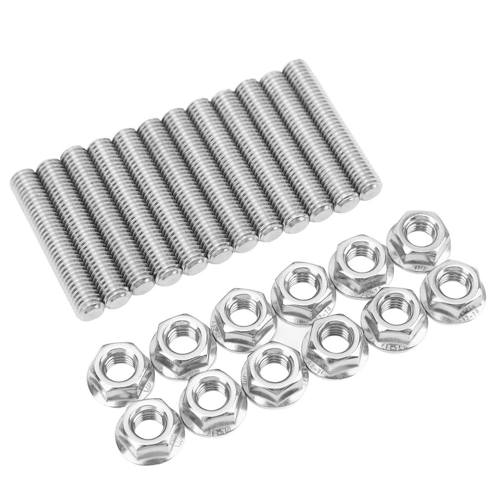 12 Pcs Stainless Steel Cylinder Head Bolt Kit Exhaust Manifold Stud Bolts Replacement for Chevy V8 LSX LS1 LS2 LS3 LS6 LS7