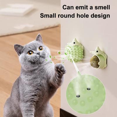 Hedgehog Face Scratcher Cat Toy with Catnip Ball Anxiety Relief Indoor Cats Catnip Stick-on Wall Toy Interactive Teething Boredom Entertainment Toy