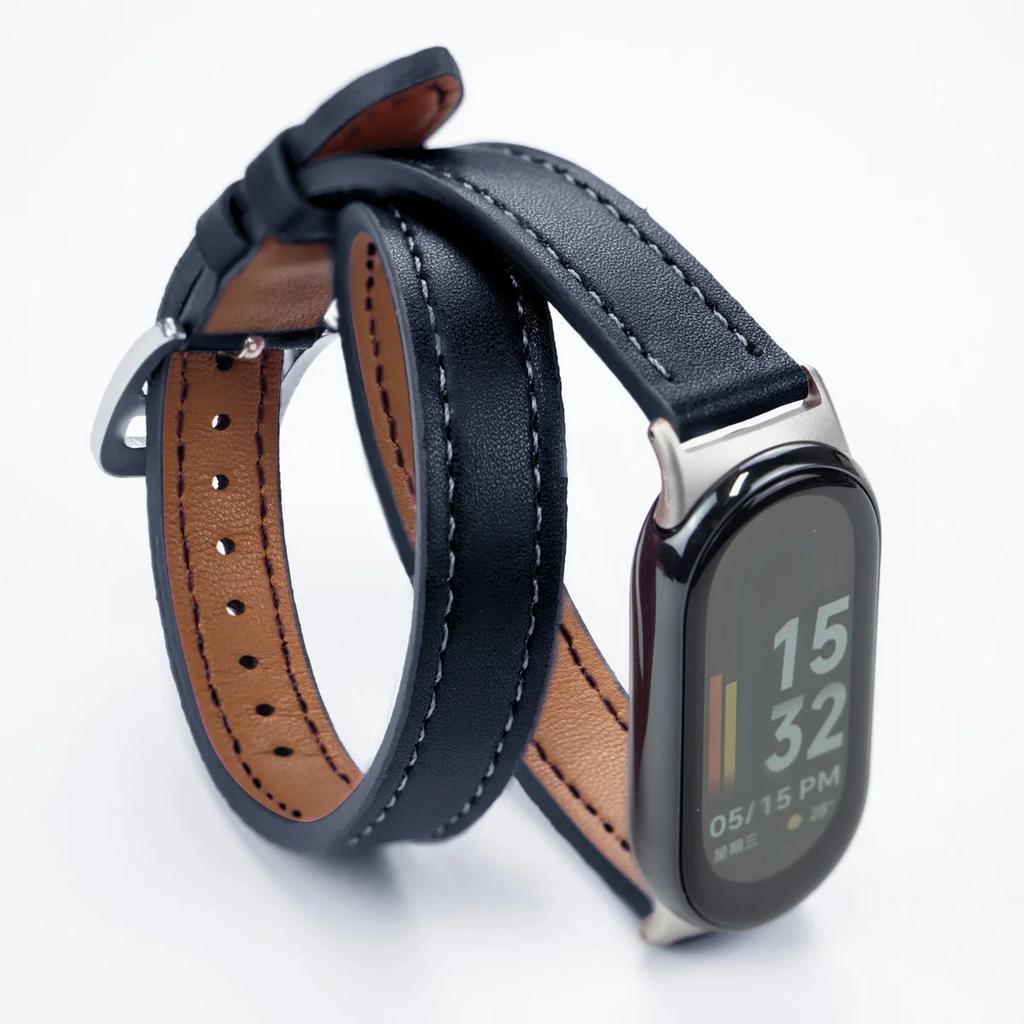 Klassisches Lederarmband für Mi Band 8, für Xiaomi Mi Band 8, Handschlaufe Correa, Uhrenersatz, Miband 8 NFC, Sportarmband Pulseira