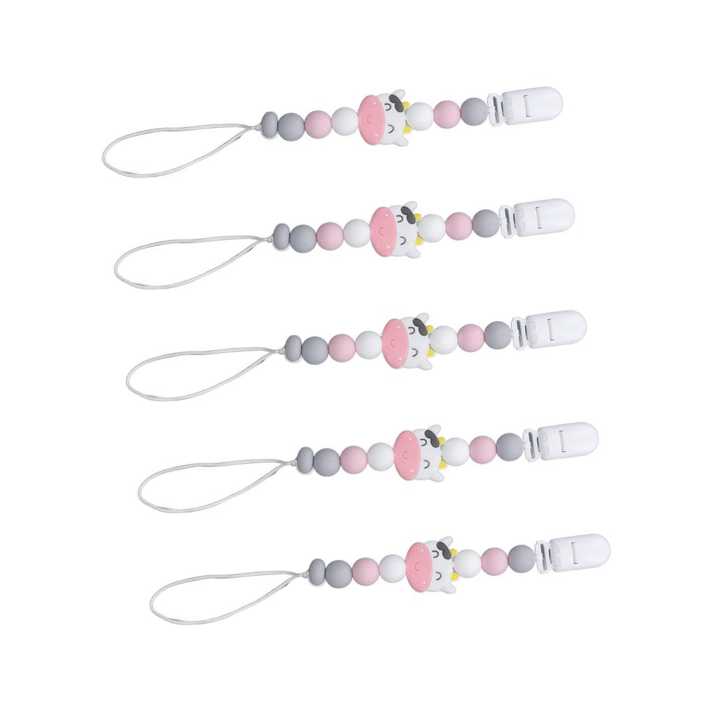 5Pcs Baby Pacifier Clip Food Grade Silicone Prevent Falling Easy To Clean Pacifier Chain for Toddler