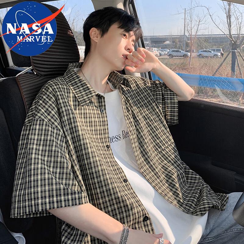 Мужская клетчатая рубашка с коротким рукавом NASA MARVEL 3XL