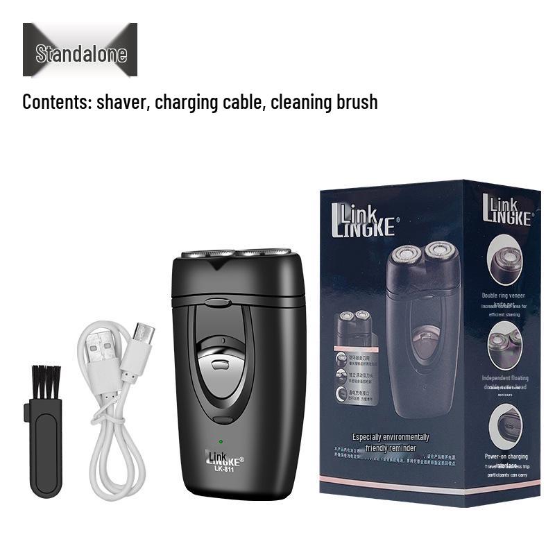Мужская перезаряжаемая электробритва Lingke 811 с двумя лезвиями, моющаяся, портативная для использования в автомобиле