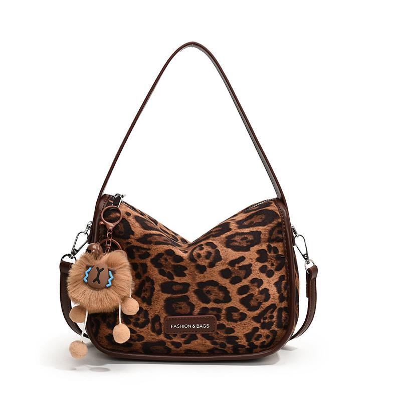 Ielgy Leopard Print Fashion Autumn Winter Portable Pillow Bag Fashionable All-Match Large-Capacity Commuter Messenger
