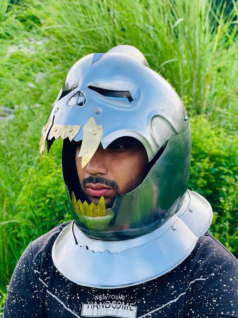 Demonic Skull Face Helmet: 18-Gauge Steel, Cosplay Knight