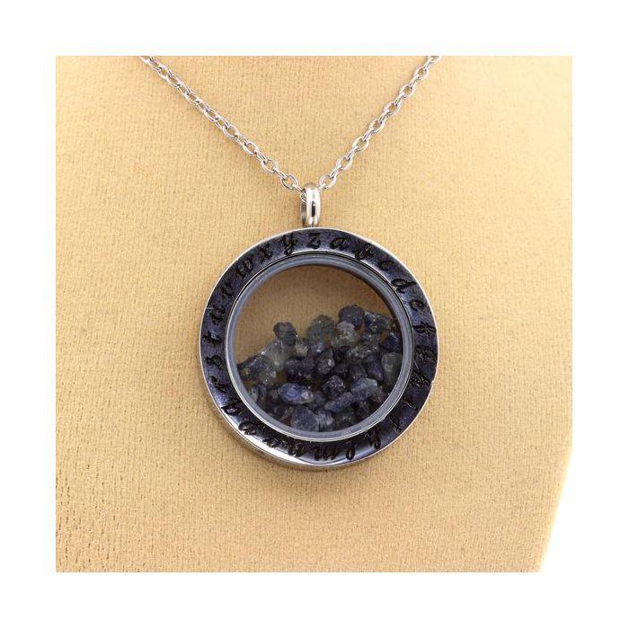 Pierres et Minéraux. Collier Saphir brut. Modèle Alphabet.
