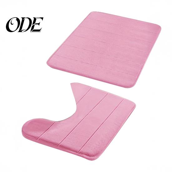 Coral Velvet Bath Mat 2Pcs/Set Bathroom Floor Non-Slip Bottom 40x60cm Durable 40x50cm U-Shaped Square Pad Absorbent Rug