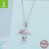 Pink Love Cross Pendant Accessories Cute Little Angel S925 Sterling Silver Bracelet Beaded
