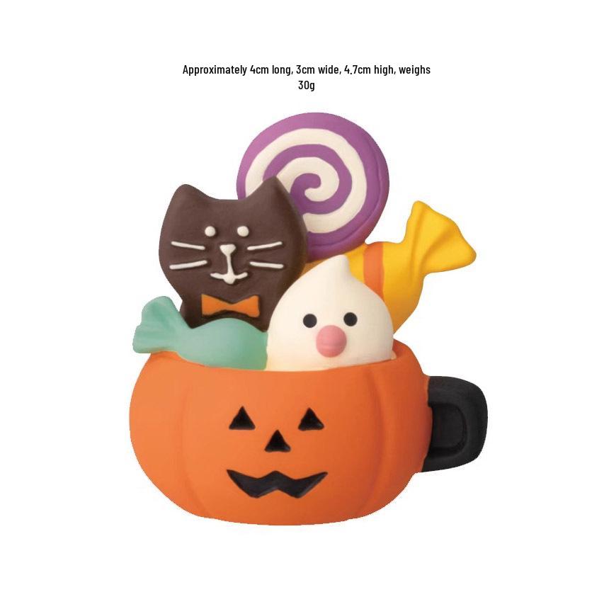 Japanese Cat Halloween Resin Ornaments – Handmade DIY Trendy Toy Figures