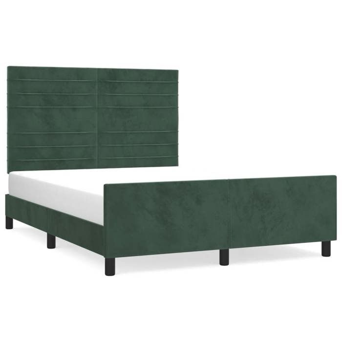 VidaXL Cadre de lit avec tête de lit Vert foncé 140x190 cm Velours3125815
