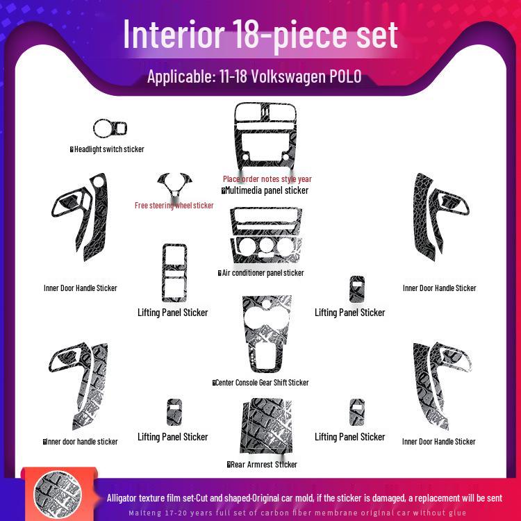 Anti-Scratch Sticker for 2011-2018 VW Polo Center Console Interior