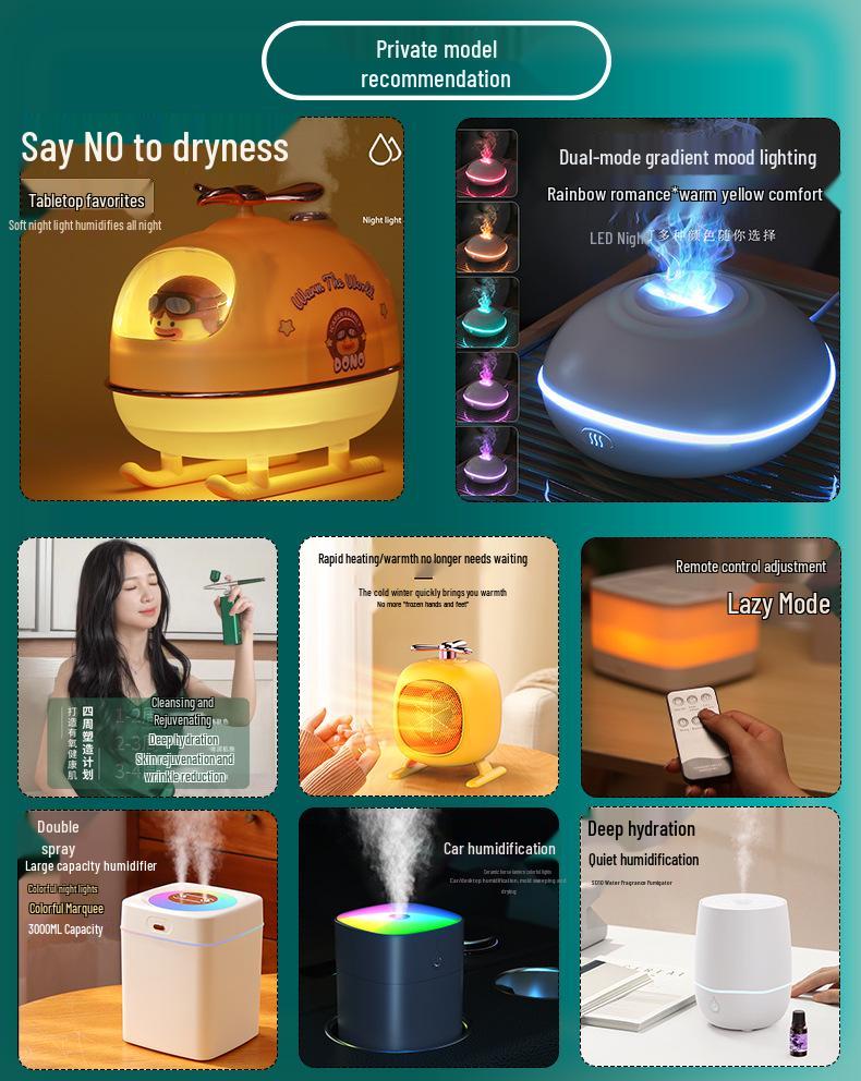 Helicopter-Shaped Desktop Humidifier: Large Mist Volume Mini Air Aromatherapy Purifier for Pets and Home