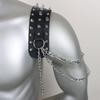 Unisex Leather Shoulder Armor With Rivet Details And Chain Tassel Fashionable Metal Epaulet Accessories For Women Men
