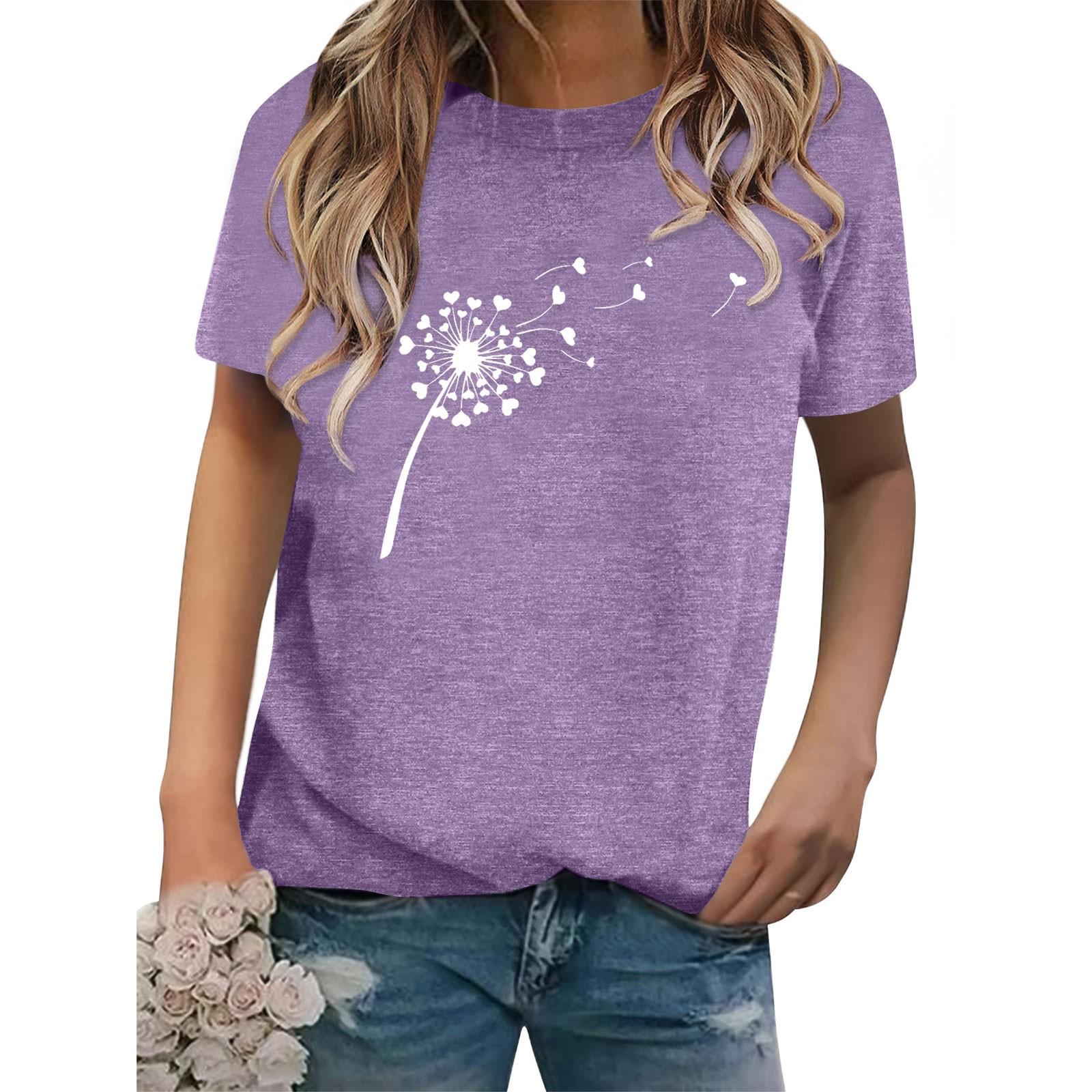 

Женская футболка в форме сердца с графическим однотонным пуловером и коротким рукавом с круглым вырезом XXL фиолетовый