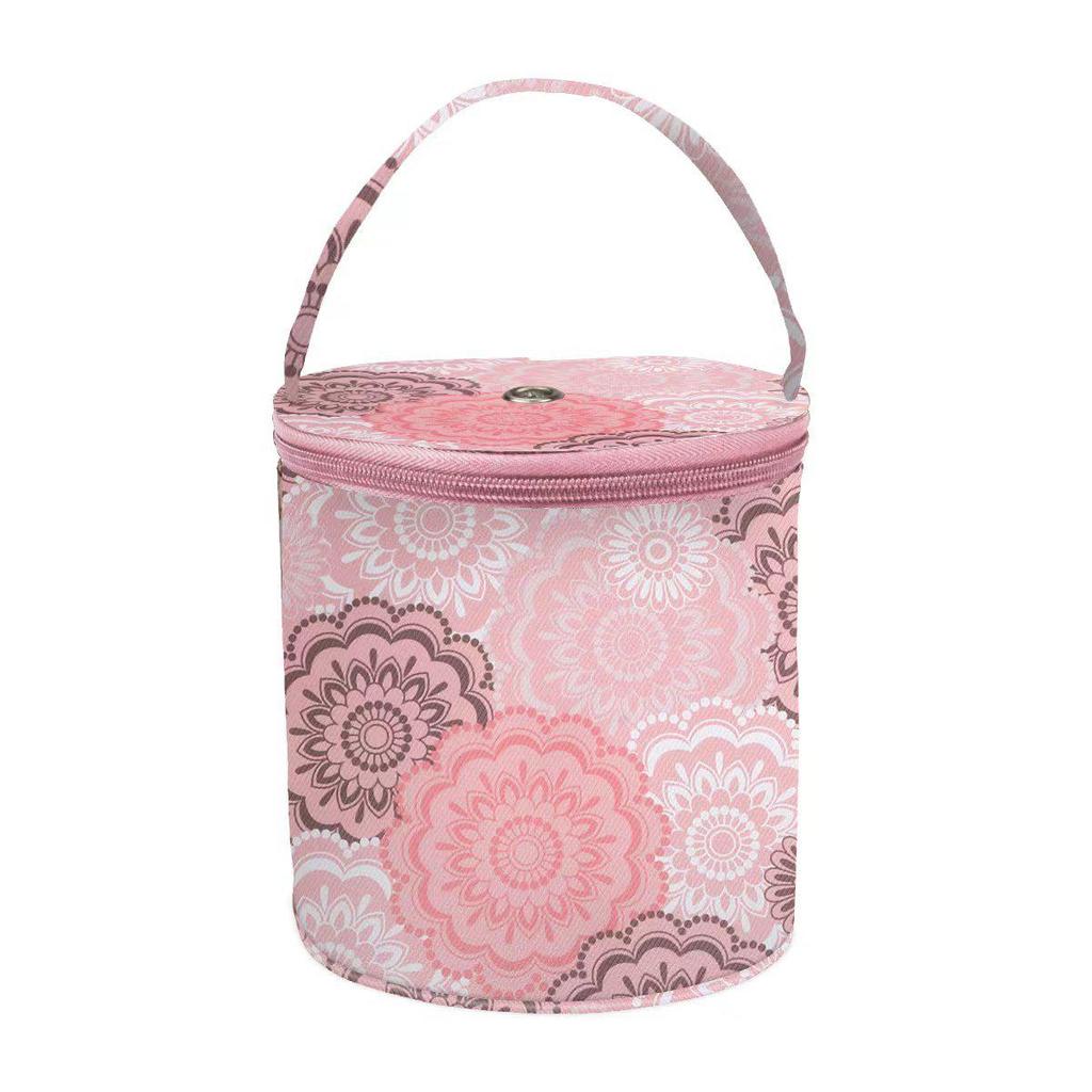 2025 Green Peony Portable DIY Wool Storage Bag - Polyester Hand-Held Bucket Bag