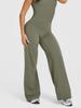 Women's Nude Feel Peach Hip High Waist Yoga Pants - Elastic, Straight Wide-Leg Design for Fitness