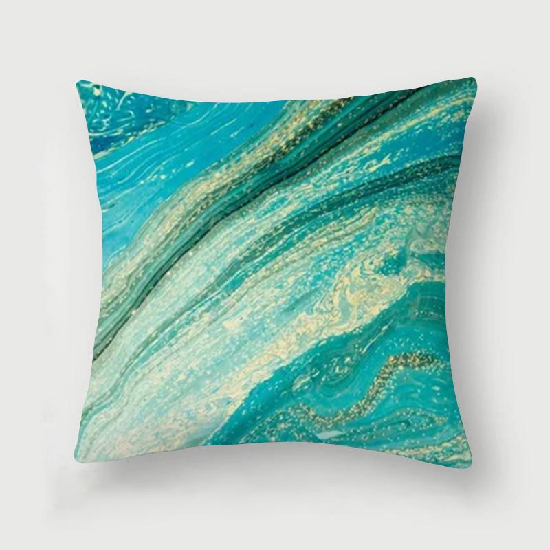 Nordic Blue Marble Polyester Pillowcase Sea Rock Texture Bedside Sofa Chair Throw Pillow Cushion Cover Home Decor Cushion Cover