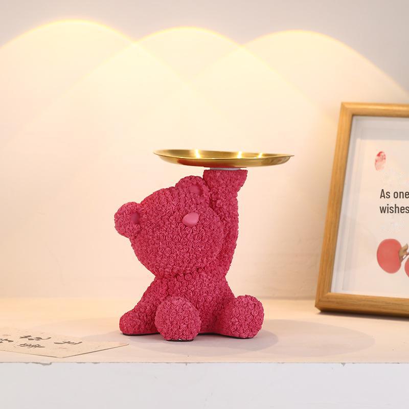 

Романтическое украшение в виде медведя из роз ко Дню святого Валентина и поднос для гостиной, спальни или тумбы под телевизор