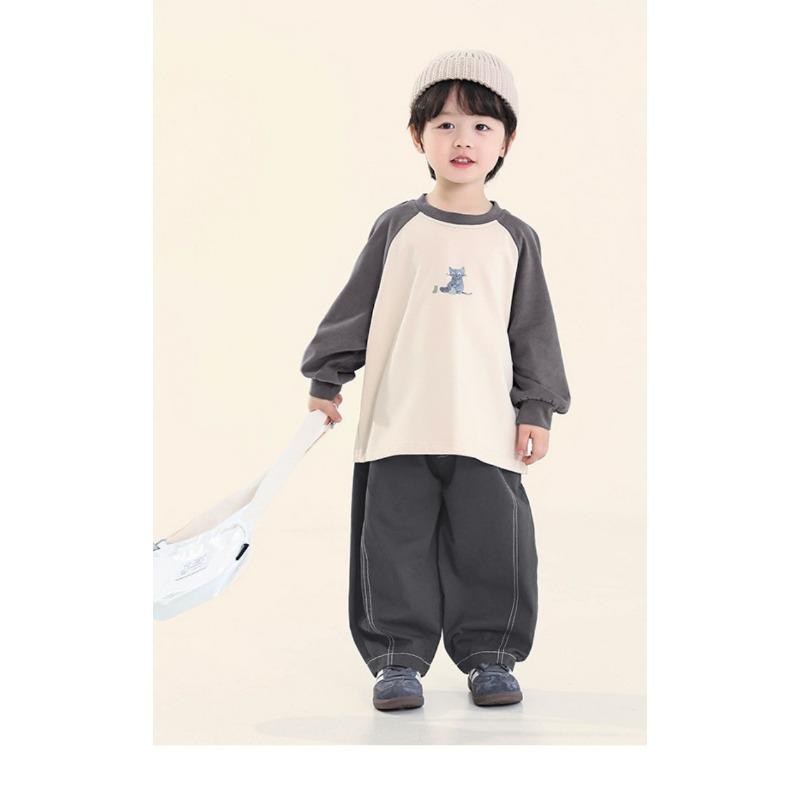 Boys Loose Long Sleeve Cotton T Shirt Raglan Sleeve Casual Kids Tops For Toddler Children