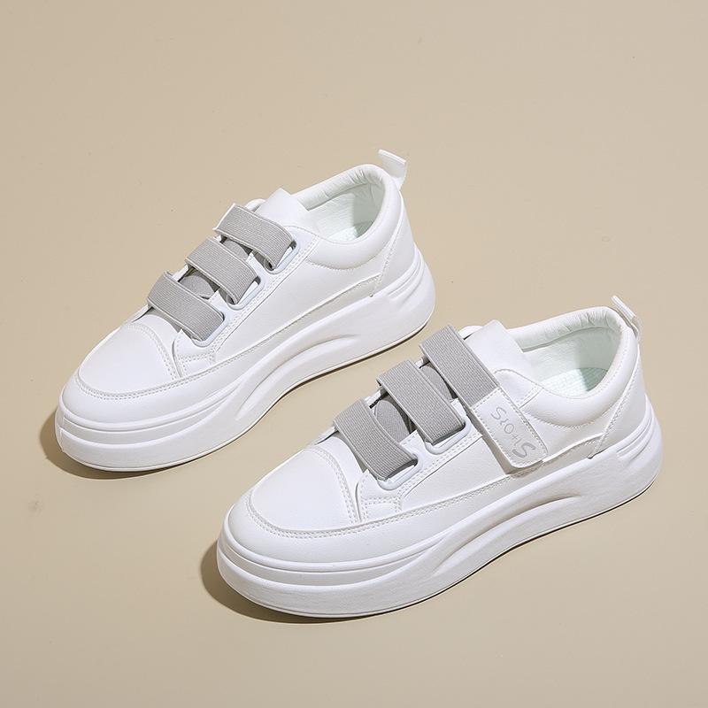 

Женские белые кроссовки на липучках в корейском стиле на осень 2024 года – Дышащие, повседневные, спортивные туфли 39 серый