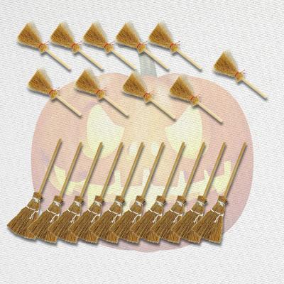 10pcs Miniature Doll House Mini Broom Halloween Ornament Witch DIY Costume Hanging Decorations For Kitchen Garden Props