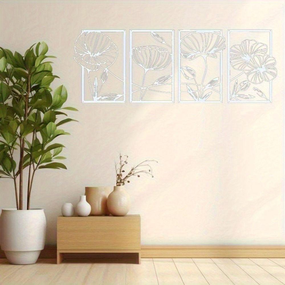Metal Wall Decor Set 4 Pieces Modern Home Interior