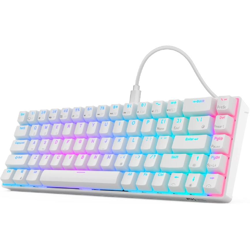 RK ROYAL KLUDGE RK68 Wired 65% Mechanical Keyboard, RGB Backlit Ultra-Compact 60% Layout 68 Keys Gaming Keyboard, Hot Swappable Keyboard with
