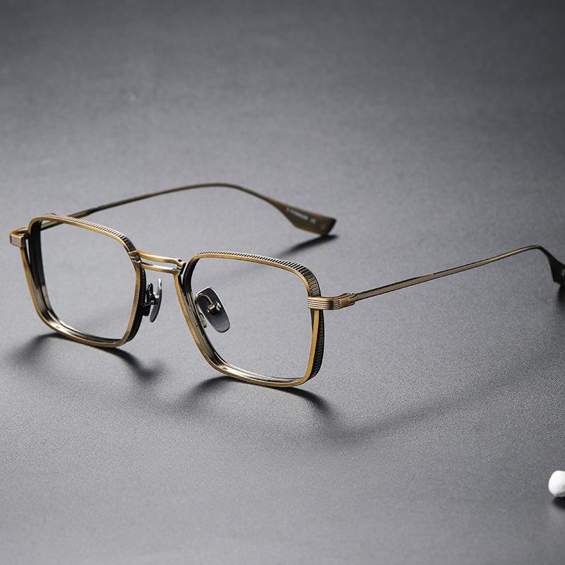 New Handmade Metal Frame Anti Blue Light Glasses Large Retro Box Myopia Glasses for Men Women