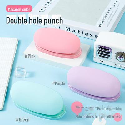 Perforatrice double trous couleur macaron 6 mm avec règle, poignée en silicone, conception économe en effort