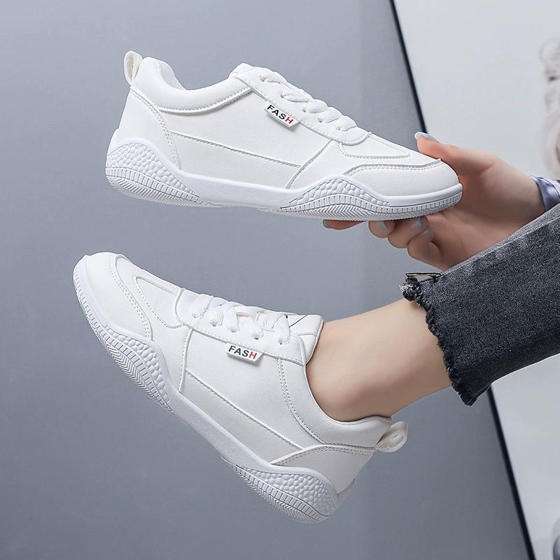 Pu Leather Breathable White Shoes Women's Spring Autumn Korean Version of All-match Casual Shoes Sneakers Soft-soled Sports Running Shoes
