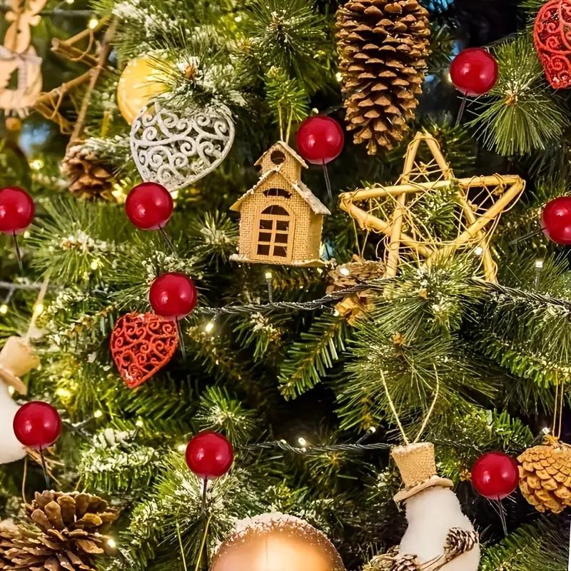 100 Stück Weihnachtsdekoration Gold Rot Beere Weihnachtsbaumschmuck Für Heimdeko Navidad Neujahrsgeschenke Girlande DIY Zubehör