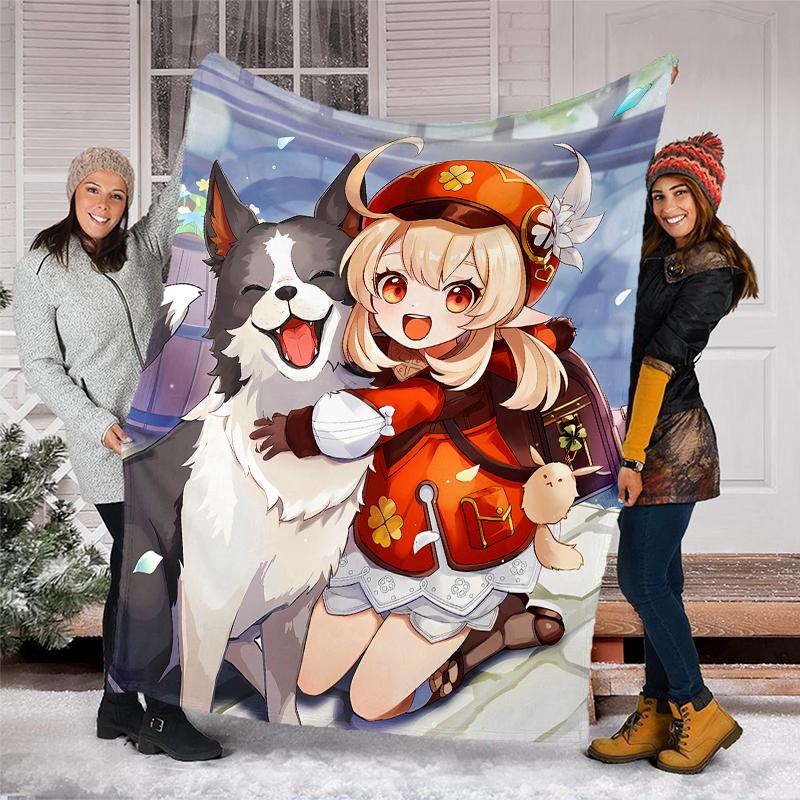 Genshin Impact characters printed throw blanket—soft,warm;versatile blanket for all seasons—perfect as &air-conditioning throw,nap blanket