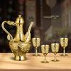Dragon & Phoenix Wine Set: Silver Pot, Silver-Plated & Gold-Plated Cups, Five-Piece Set in Leather Box.