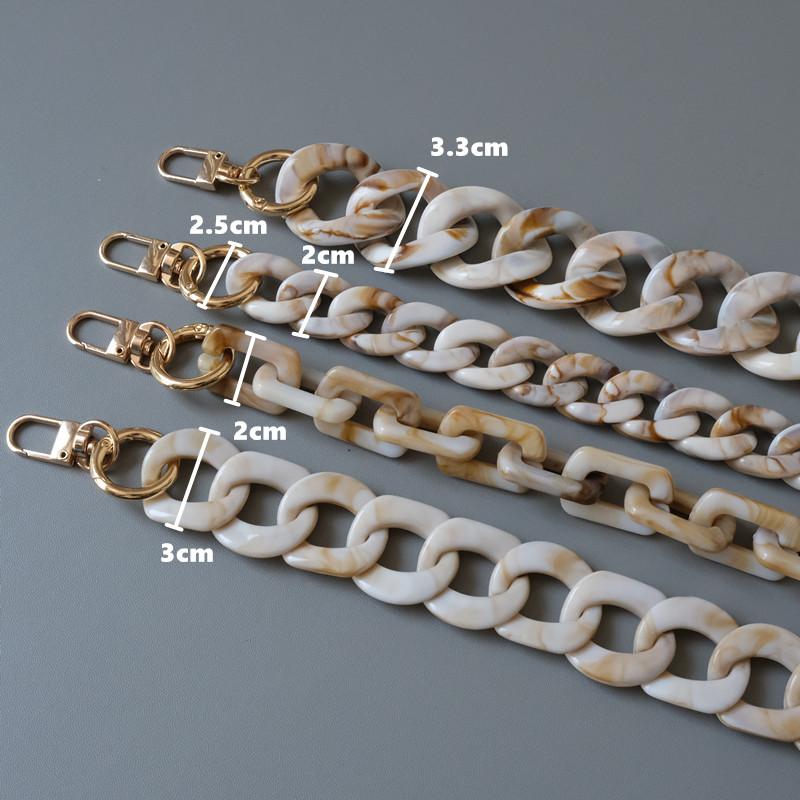 New Fashion Woman Bag Accessory Detachable Parts Replacement Chain Beige Resin Luxury Strap Women Acrylic Shoulder Handle Chain