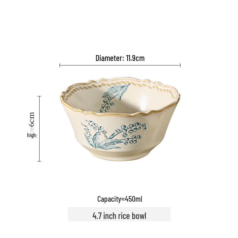 Chinese Retro Ceramic Tableware Set: Rice Bowl, Soup Bowl, Dinner Plate, Small Dish, and Fish Plate