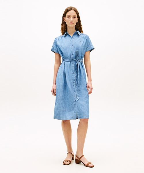 Tommy Hilfiger Belted Chambray Dress (T22G1Tdr060Wt1Dva)