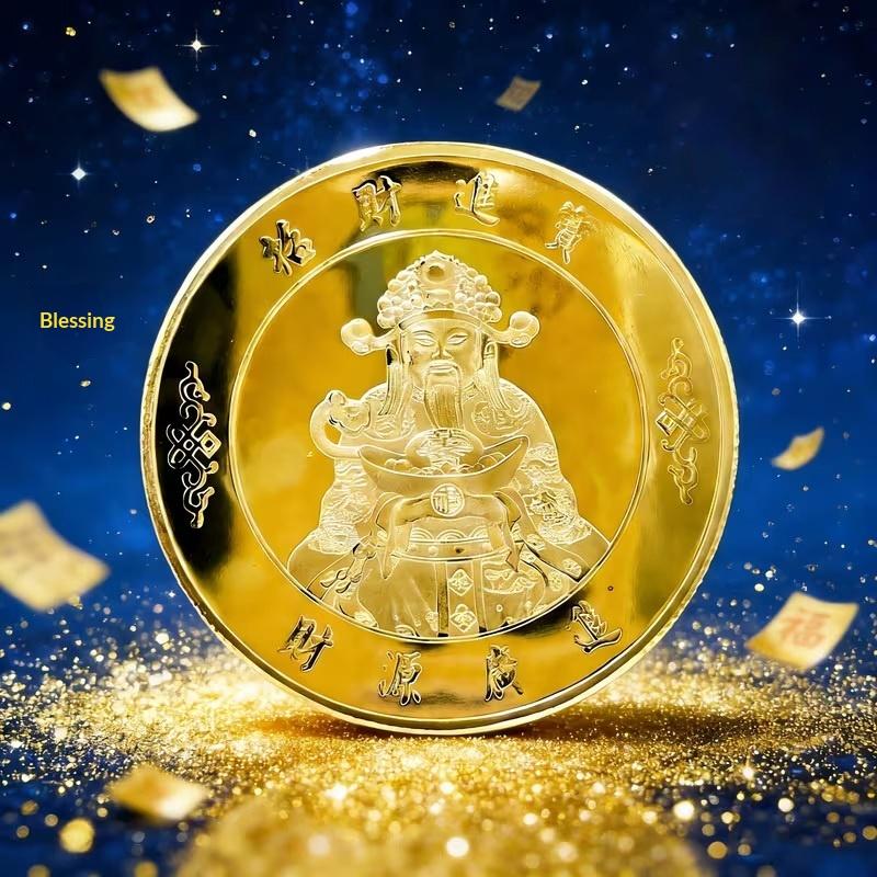 Medaille des Reichtums Goldmünze Möge Reichtum großzügig zu Ihnen kommen Dekorative Glücksmünze Für Sammler Geschenk für Freunde