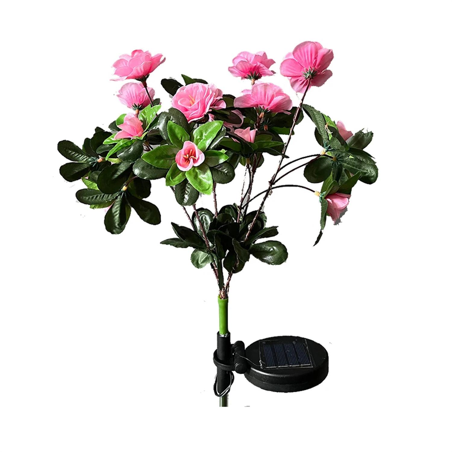 

Светодиодные садовые фонари на солнечной батарее с цветком рододендрона, солнечные фонари для украшения солнечной садовой дорожки, газонный светильник, колышек-светильник розовый