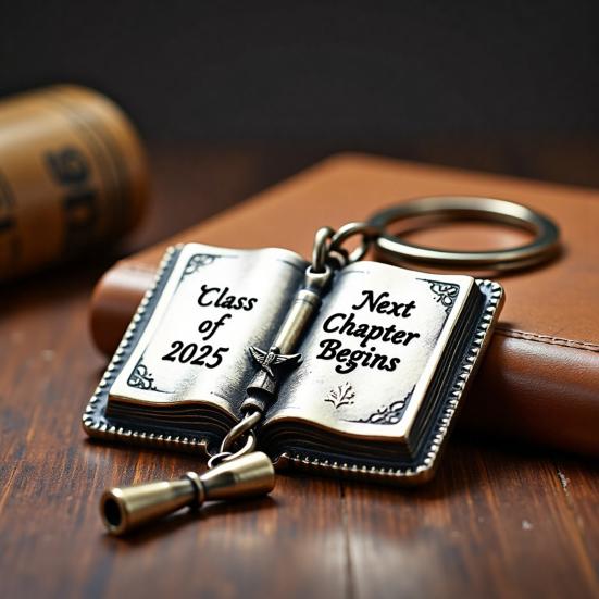 Keychain Graduation Gift 2025 Class Souvenir Stainless Steel Book Design Graduation Keyring Graduation Celebration Accessory