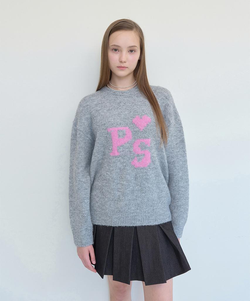 PISCESS Hairy Jacquard Sweater_Gray