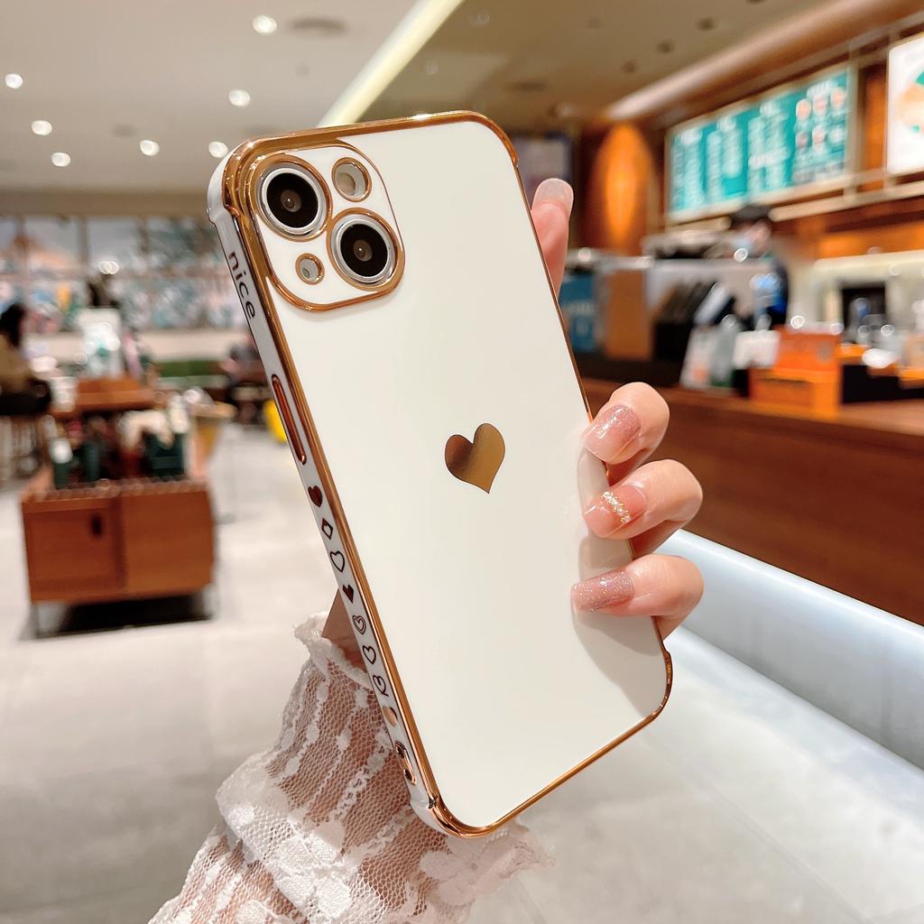 Applicable to 16 Apple 17promax electroplating side love 15promax mobile phone case XR guarantee 14pro sheath XS