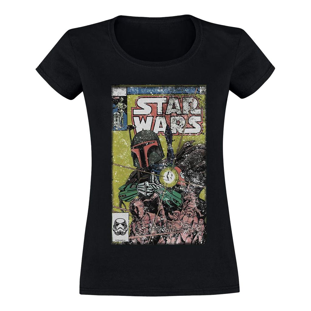 STAR WARS Womens/Ladies Boba Fett Comic Cotton T-Shirt