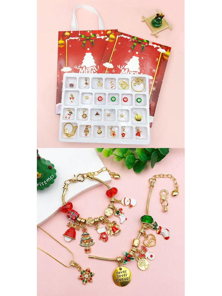 Caixa de Presente Surpresa Vermelha Transfronteiriça de Natal para Crianças - Calendário do Advento Cego Dourado/Prateado DIY