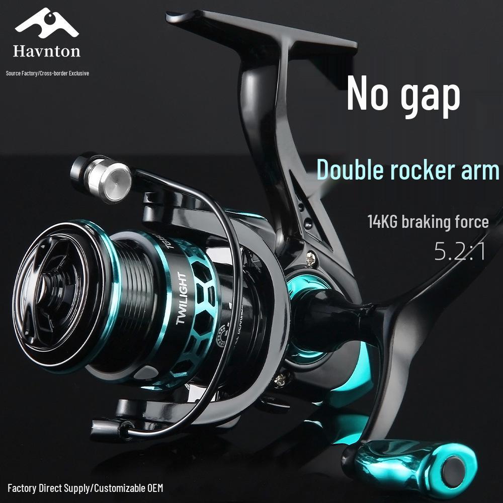 Haotun Zero-Gap Double Handle Spinning Reel: 5.2:1 Long-Cast, Squid & Micro-Object Fishing.
