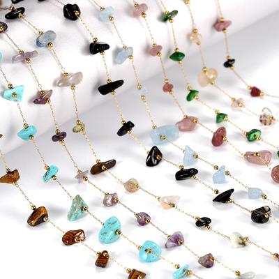 1 metre Taş Zincir Kristal Düzensiz Cam Taş Boncuk Paslanmaz Çelik Zincirler DIY Kolye Bilezik Takı Yapımı Bulguları